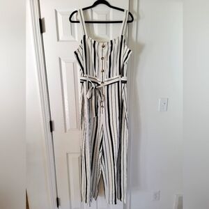 Striped Black and White LOFT Jumpsuit